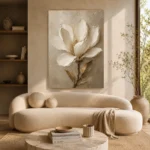 Ivory & Taupe Magnolia Flower Wall Art Canvas Print - Image 9