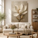 Ivory & Taupe Magnolia Flower Wall Art Canvas Print - Image 10