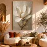 Ivory & Taupe Magnolia Flower Wall Art Canvas Print - Image 11