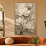 Ivory & Champagne Magnolia Flower Wall Art Canvas Print - Image 6