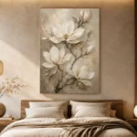 Ivory & Champagne Magnolia Flower Wall Art Canvas Print - Image 8