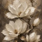 Ivory & Deep Taupe Magnolia Flower Wall Art Canvas Print