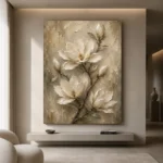 Ivory & Sage Magnolia Branch Flower Wall Art Canvas Print - Image 4
