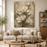 Ivory & Sage Magnolia Branch Flower Wall Art Canvas Print - Image 10