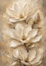Ivory Champagne Oversized Magnolia Flower Wall Art Canvas Print