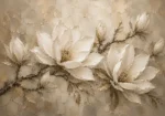 Ivory & Warm Stone Horizontal Magnolia Flower Wall Art Canvas Print
