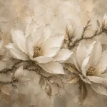 Ivory & Warm Stone Horizontal Magnolia Flower Wall Art Canvas Print