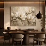 Ivory & Warm Stone Horizontal Magnolia Flower Wall Art Canvas Print - Image 5