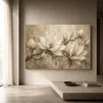 Ivory & Warm Stone Horizontal Magnolia Flower Wall Art Canvas Print - Image 11