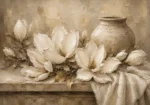 Ivory Champagne Magnolia Still Life Flower Wall Art Canvas Print