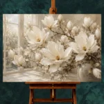Ivory & Pearl Conservatory Magnolia Flower Wall Art Canvas Print - Image 2