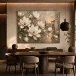 Ivory Greige Magnolia Courtyard Flower Wall Art Canvas Print - Image 5