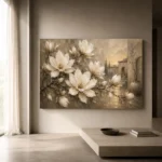 Ivory Greige Magnolia Courtyard Flower Wall Art Canvas Print - Image 11