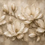 Ivory Parchment Panoramic Magnolia Flower Wall Art Canvas Print