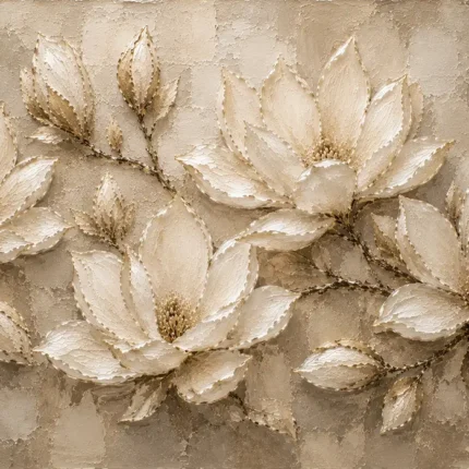 Ivory Parchment Panoramic Magnolia Flower Wall Art Canvas Print