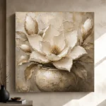 Ivory Champagne Magnolia Vessel Flower Wall Art Canvas Print - Image 9