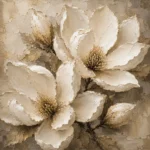 Ivory Champagne Magnolia Petal Flower Wall Art Canvas Print