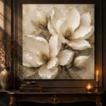 Ivory Champagne Magnolia Petal Flower Wall Art Canvas Print - Image 2