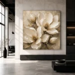 Ivory Champagne Magnolia Petal Flower Wall Art Canvas Print - Image 3