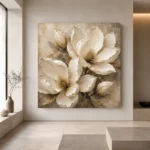 Ivory Champagne Magnolia Petal Flower Wall Art Canvas Print - Image 4