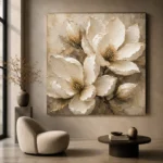 Ivory Champagne Magnolia Petal Flower Wall Art Canvas Print - Image 5