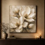 Ivory Champagne Magnolia Petal Flower Wall Art Canvas Print - Image 6