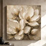 Ivory Champagne Magnolia Petal Flower Wall Art Canvas Print - Image 9