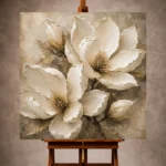 Ivory Champagne Magnolia Petal Flower Wall Art Canvas Print - Image 10