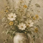 Sage Green & Taupe Wildflower Wall Art Canvas Print