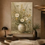 Sage Green & Taupe Wildflower Wall Art Canvas Print - Image 7