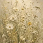 Muted Sage & Cream Wildflower Wall Art Canvas Print