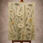 Sage and ivory Wildflower Wall Art print for elegant interiors. No text or watermarks in design.