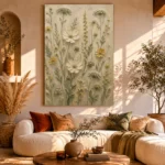 Sage & Ivory Herbarium Wildflower Wall Art Canvas Print - Image 11