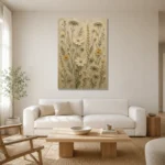 Sage & Ivory Herbarium Wildflower Wall Art Canvas Print styled in a refined neutral interior