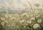 Sage & Buttercream Meadow Wildflower Wall Art Canvas Print