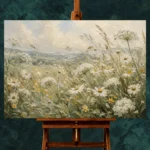 Sage & Buttercream Meadow Wildflower Wall Art Canvas Print - Image 2