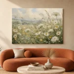Sage & Buttercream Meadow Wildflower Wall Art Canvas Print - Image 3