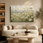 Sage & Buttercream Meadow Wildflower Wall Art Canvas Print - Image 7