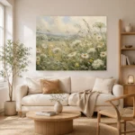 Sage & Buttercream Meadow Wildflower Wall Art Canvas Print - Image 8