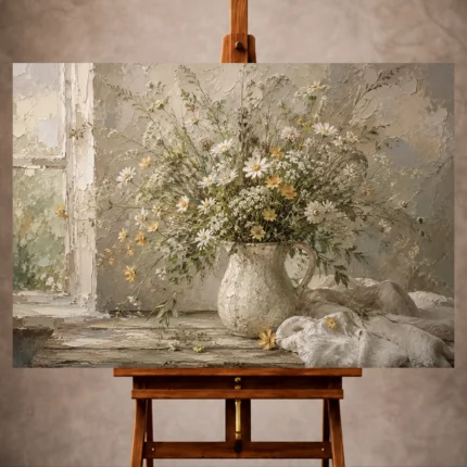 Sage green and taupe Wildflower Wall Art print for elegant interiors. No text or watermarks in design.