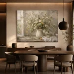 Sage Green & Taupe Wildflower Still Life Wall Art Canvas Print - Image 5