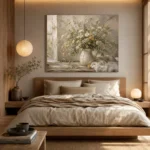 Sage Green & Taupe Wildflower Still Life Wall Art Canvas Print - Image 9