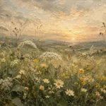 Sage & Smoky Olive Dusk Wildflower Wall Art Canvas Print