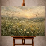 Sage and smoky olive Wildflower Wall Art print for elegant interiors. No text or watermarks in design.