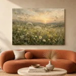 Sage & Smoky Olive Dusk Wildflower Wall Art Canvas Print - Image 3