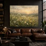 Sage & Smoky Olive Dusk Wildflower Wall Art Canvas Print - Image 4
