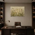 Sage & Ivory Pressed Flower Wildflower Wall Art Canvas Print displayed in a contemporary gallery-inspired room