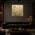 Sage & Parchment Botanical Keepsake Wildflower Wall Art Canvas Print shown in a warm modern interior