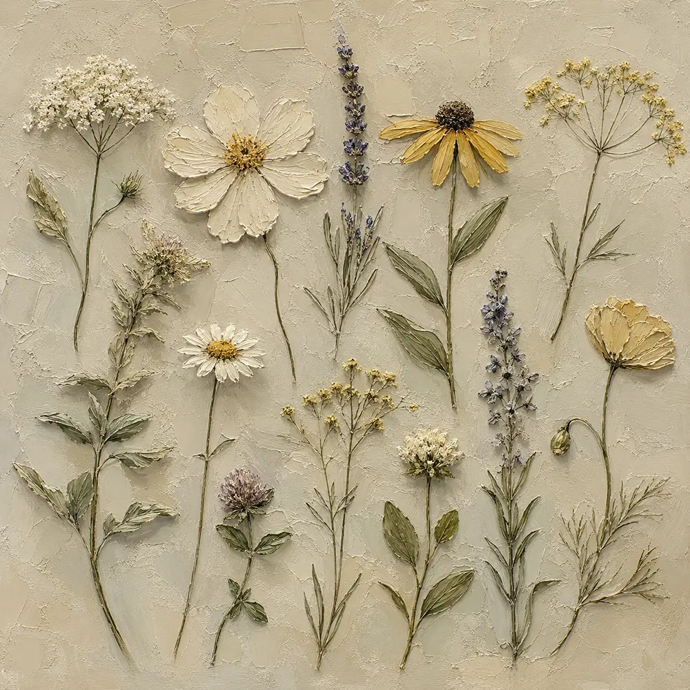 Sage & Olive Gray Herbarium Wildflower Wall Art Canvas Print