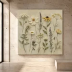 Sage and olive gray Wildflower Wall Art print for elegant interiors. No text or watermarks in design.